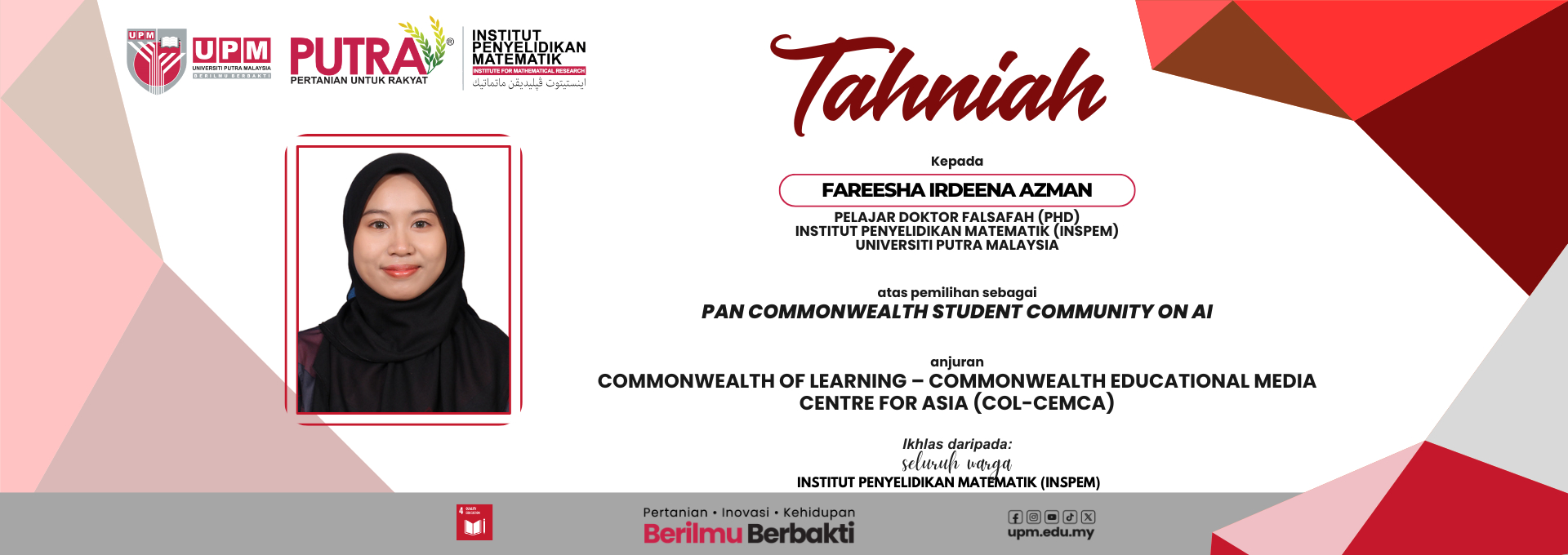 Tahniah Fareesha Irdeena 